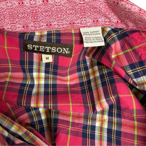 SOLD Stetson Plaid Snap Button Western Shirt Men’s Size Medium - Picture 8 of 10